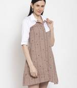 Brown printed cotton short-dresses