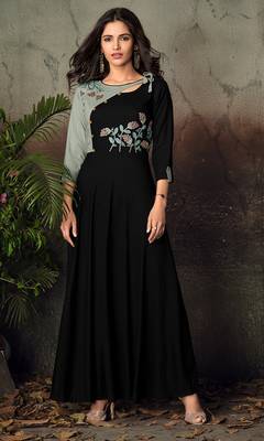 Black resham embroidery rayon salwar 1