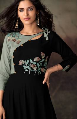 Black resham embroidery rayon salwar 2