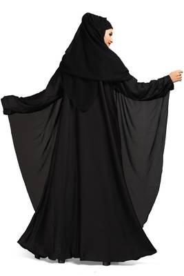 Khadija fashion, Farasa stylish embroidery work burqa for women with scarf 2