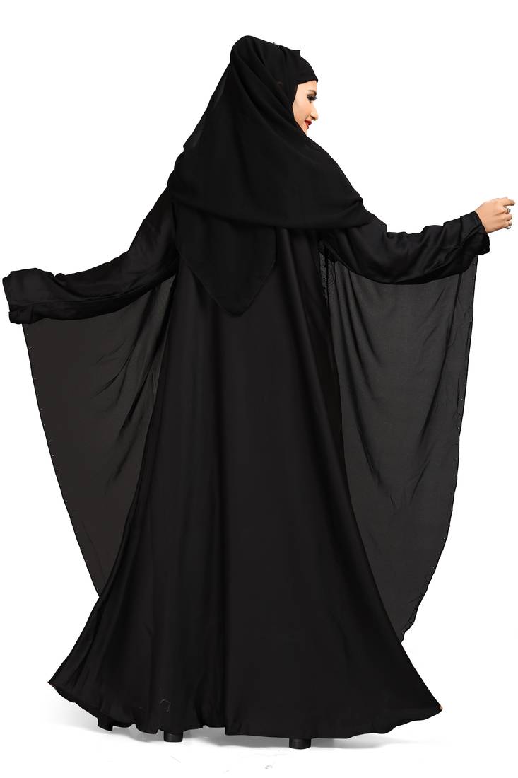 Khadija fashion, Farasa stylish embroidery work burqa for women with scarf