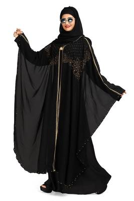 Khadija fashion, Farasa stylish embroidery work burqa for women with scarf 3
