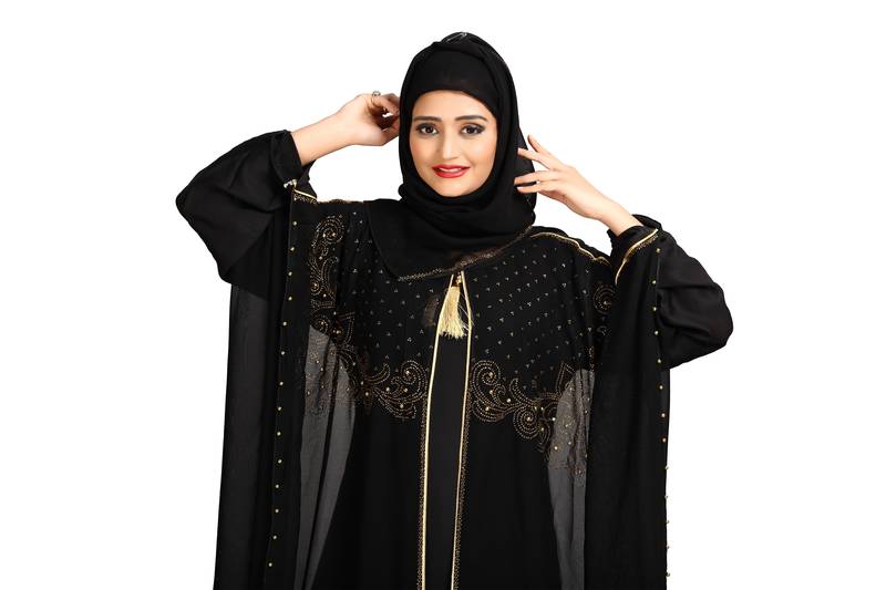 Khadija fashion, Farasa stylish embroidery work burqa for women with scarf