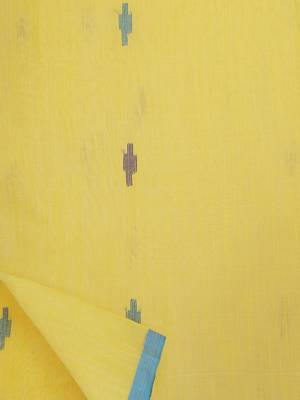 Yellow woven silk cotton saree with blouse 5