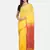 Yellow printed pure linen saree with blouse