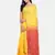Yellow printed pure linen saree with blouse