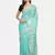 Blue woven pure linen saree with blouse