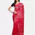 Pink woven pure linen saree with blouse
