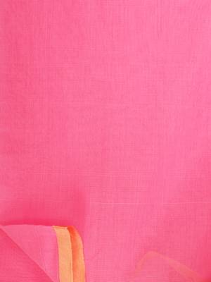 Pink woven silk cotton saree with blouse 5