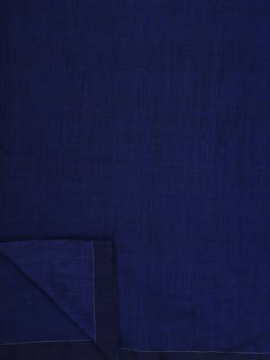 Blue woven pure linen saree with blouse 5