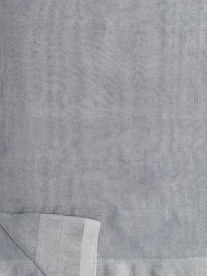 Grey woven pure linen saree with blouse 5