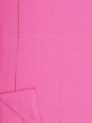 Pink woven pure linen saree with blouse 5