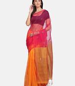 Pink woven linen  saree with blouse