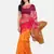 Pink woven linen  saree with blouse