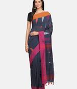 Green woven linen saree with blouse