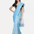 Blue plain silk cotton saree with blouse