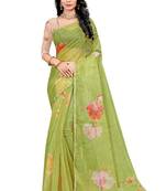 Mehendi printed organza saree with blouse