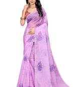 Light purple printed organza saree with blouse