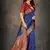 Dark blue woven banarasi silk saree with blouse