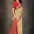 Beige woven cotton silk saree with blouse