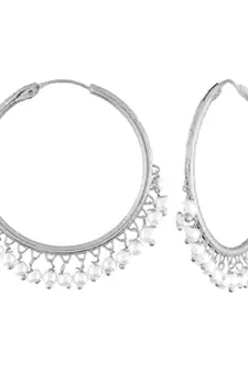 Silver Plated Pearl Chandbali Earring For Women