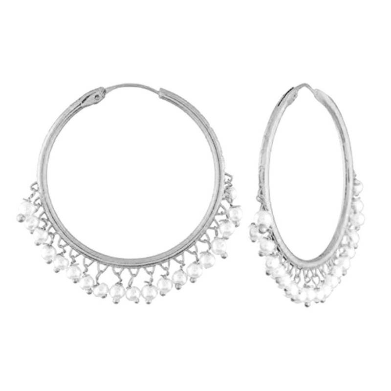 Silver Plated Pearl Chandbali Earring For Women