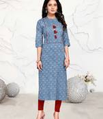 Blue printed cotton ethnic-kurtis