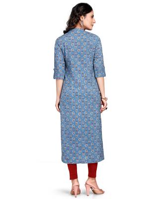 Blue printed cotton ethnic-kurtis 2