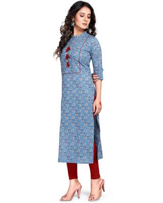 Blue printed cotton ethnic-kurtis 4