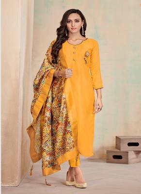 Yellow fancy cotton salwar 1