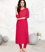 Magenta printed rayon ethnic-kurtis