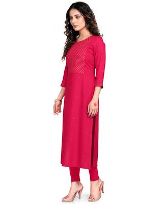 Magenta printed rayon ethnic-kurtis 3