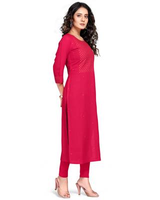 Magenta printed rayon ethnic-kurtis 4