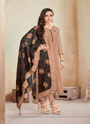 Dark-beige fancy cotton salwar 1