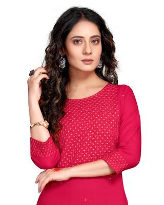 Magenta printed rayon ethnic-kurtis 5