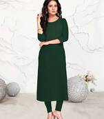 Dark-green printed rayon ethnic-kurtis
