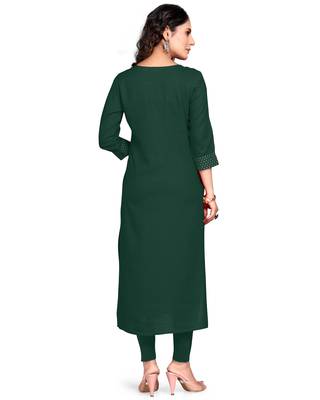Dark-green printed rayon ethnic-kurtis 2