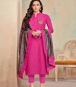 Rani-pink fancy cotton salwar
