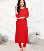 Red printed rayon ethnic-kurtis