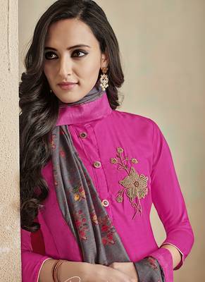 Rani-pink fancy cotton salwar 2