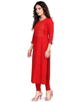 Red printed rayon ethnic-kurtis 3