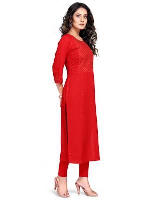 Red printed rayon ethnic-kurtis 4