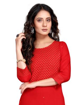 Red printed rayon ethnic-kurtis 5