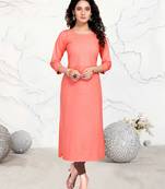Peach printed rayon ethnic-kurtis