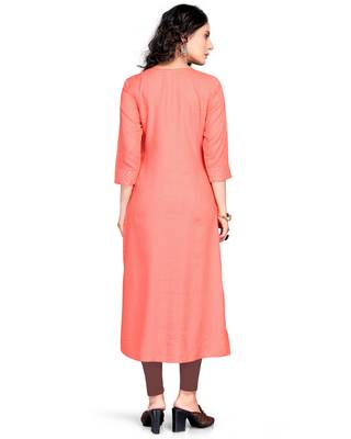 Peach printed rayon ethnic-kurtis 2