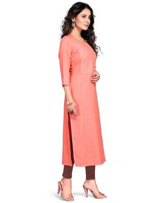 Peach printed rayon ethnic-kurtis 3