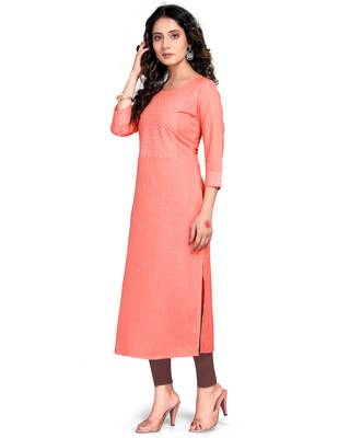 Peach printed rayon ethnic-kurtis 4