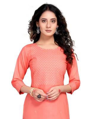 Peach printed rayon ethnic-kurtis 5
