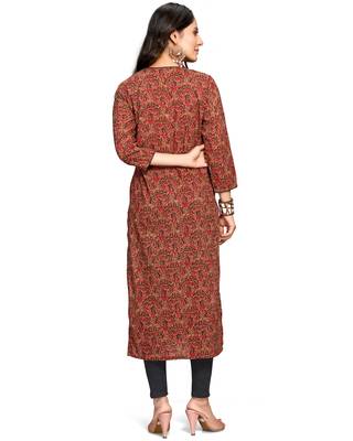 Maroon printed cotton ethnic-kurtis 2