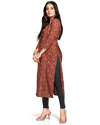 Maroon printed cotton ethnic-kurtis 4